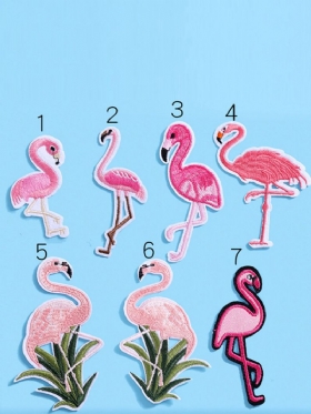 1 Kom Crveno-bijeli Vez Flamingo Tkanina Pasta / Diy Odjeća Ukrasi Dodaci Flaster