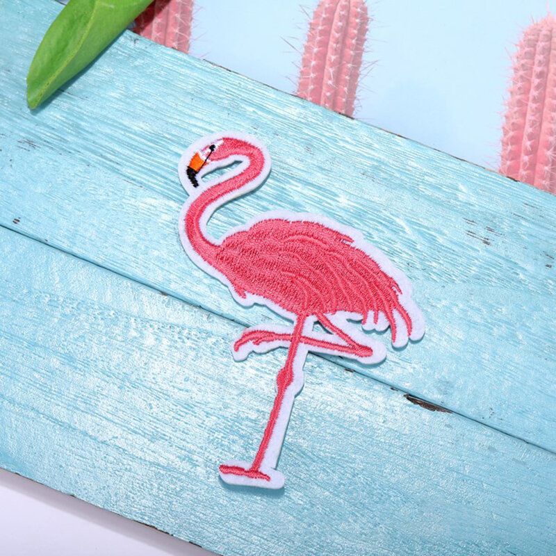 1 Kom Crveno-bijeli Vez Flamingo Tkanina Pasta / Diy Odjeća Ukrasi Dodaci Flaster
