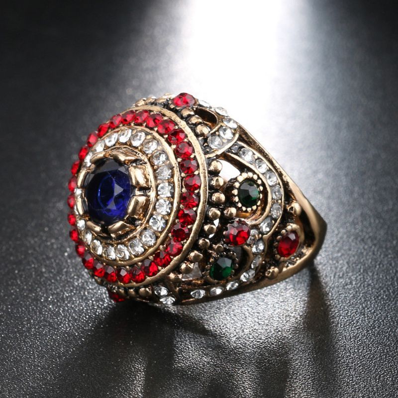 Boemsko Prstenje Na Prstima Opal Pozlaćen Plavom Smolom Kristalno Šuplje Etnički Nakit Za Žene