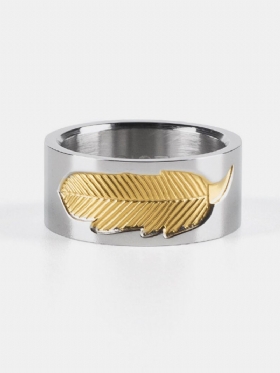 Jedinstveni Uniseks Prstenovi Od Nehrđajućeg Čelika Sa Zlatnim Perjem Zaručnički Prsteni Za Par Za Žene I Muškarce