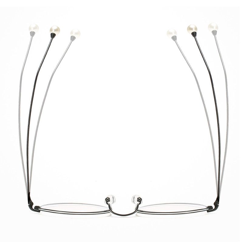 Lady Metalni Veliki Okvir Elastična Noga Simulacija Bisernog Dodatka Udobne Modne Prozirne Naočale
