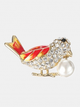 Modni 18k Zlatni Šareni Broševi S Pticama Sa Vještačkim Kamenčićima Biserne Luksuzne Igle Poklon Za Žene
