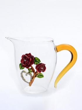 Prozirna Emajlirana Šalica Kućanska Kristalna Staklena Za Čaj S Cvijetom Ruže
