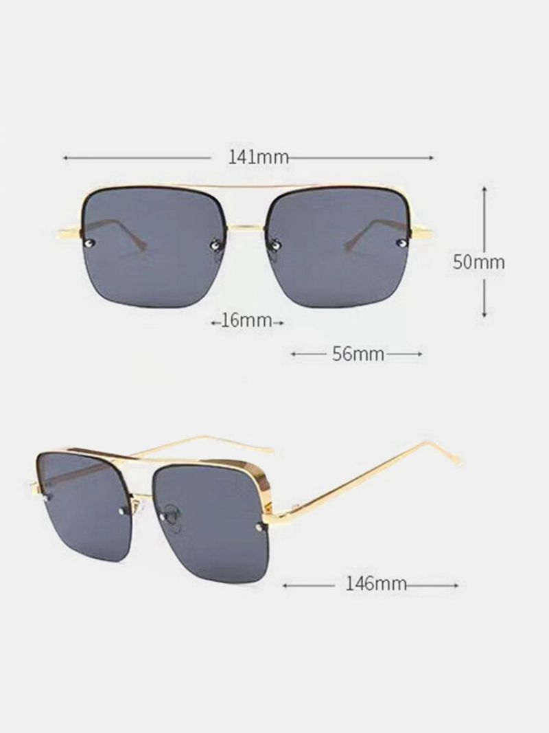 Unisex Metalne Modne Sunčane Naočale S Velikim Četvrtastim Poluokvirom I Višebojnim Lećama Protiv Uv Zračenja