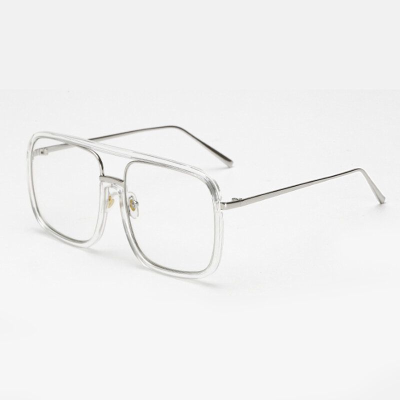 Unisex Retro Ravno Ogledalo Kvadratni Veliki Okvir Prozirne Sunčane Naočale Za Žene