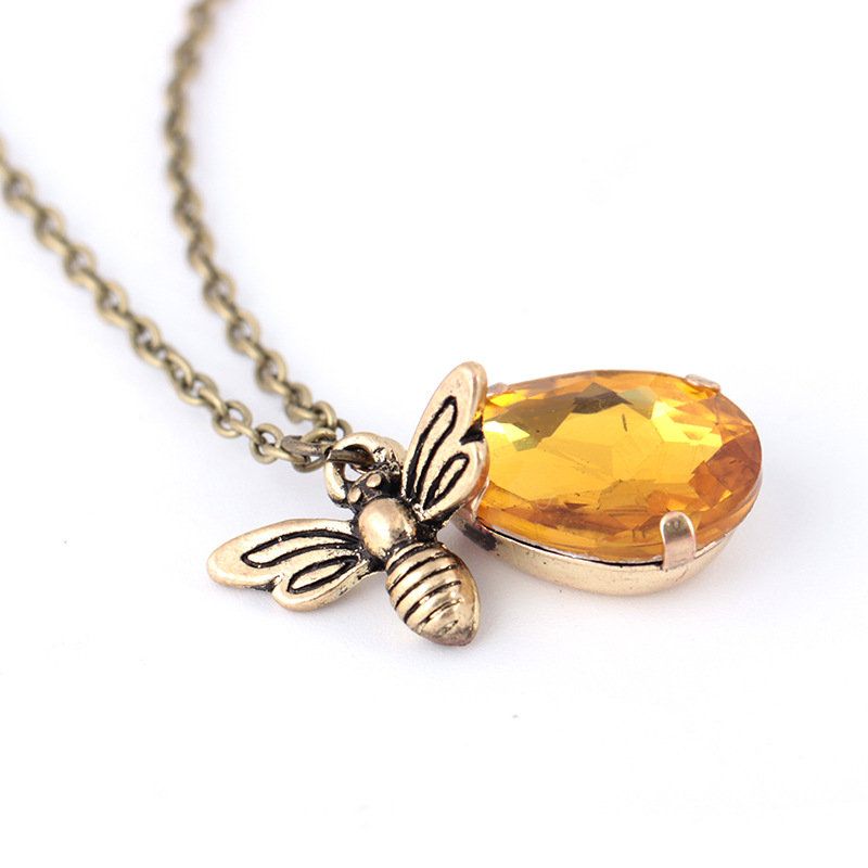 Vintage Ogrlice S Privjescima Od Kristalne Pčele Zlatne Od Medonosne Za Žene