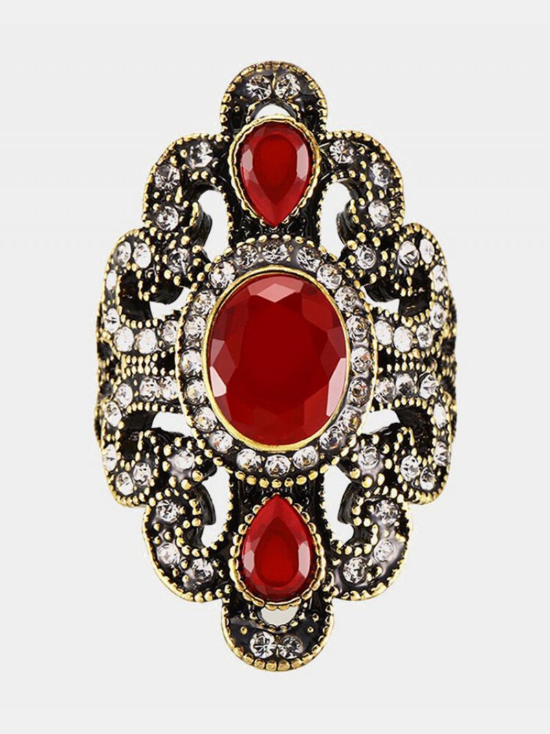 Vintage Prstenje S Dragim Kamenjem Vještački Dijamant Šuplji Ovalni Geometrijski Prstenovi Etnički Nakit Za Žene
