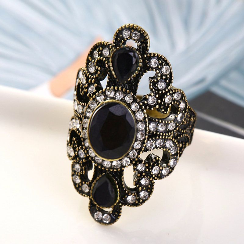 Vintage Prstenje S Dragim Kamenjem Vještački Dijamant Šuplji Ovalni Geometrijski Prstenovi Etnički Nakit Za Žene