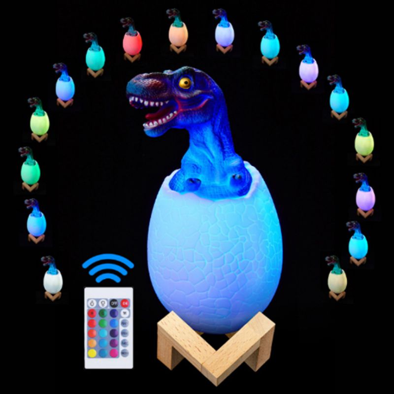Kreativni Usb Ispis 3d Dinosaur Noćna Svjetiljka Dekoracija 16 Boja Led Lampa S Daljinskim Upravljačem Darovi Za Djecu