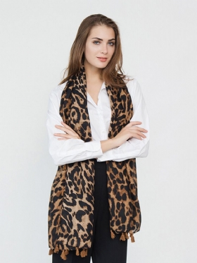 Ženski Leopard Koristan Putni Šal S Divljim Resama Pamuk I Lan Ležeran Topli Šal Za Van