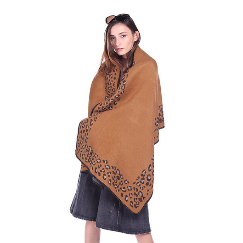 Ženski Šal S Printom Dugi Zimski Topli Šal Leopard Uzorak Visokokvalitetni Pokrivač Šal