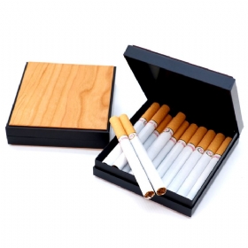 Drvena Kutija Za Cigarete S 20 Štapića Flip Poslovni Stil Tanka Prijenosna Aluminijska Za Od Bambusa