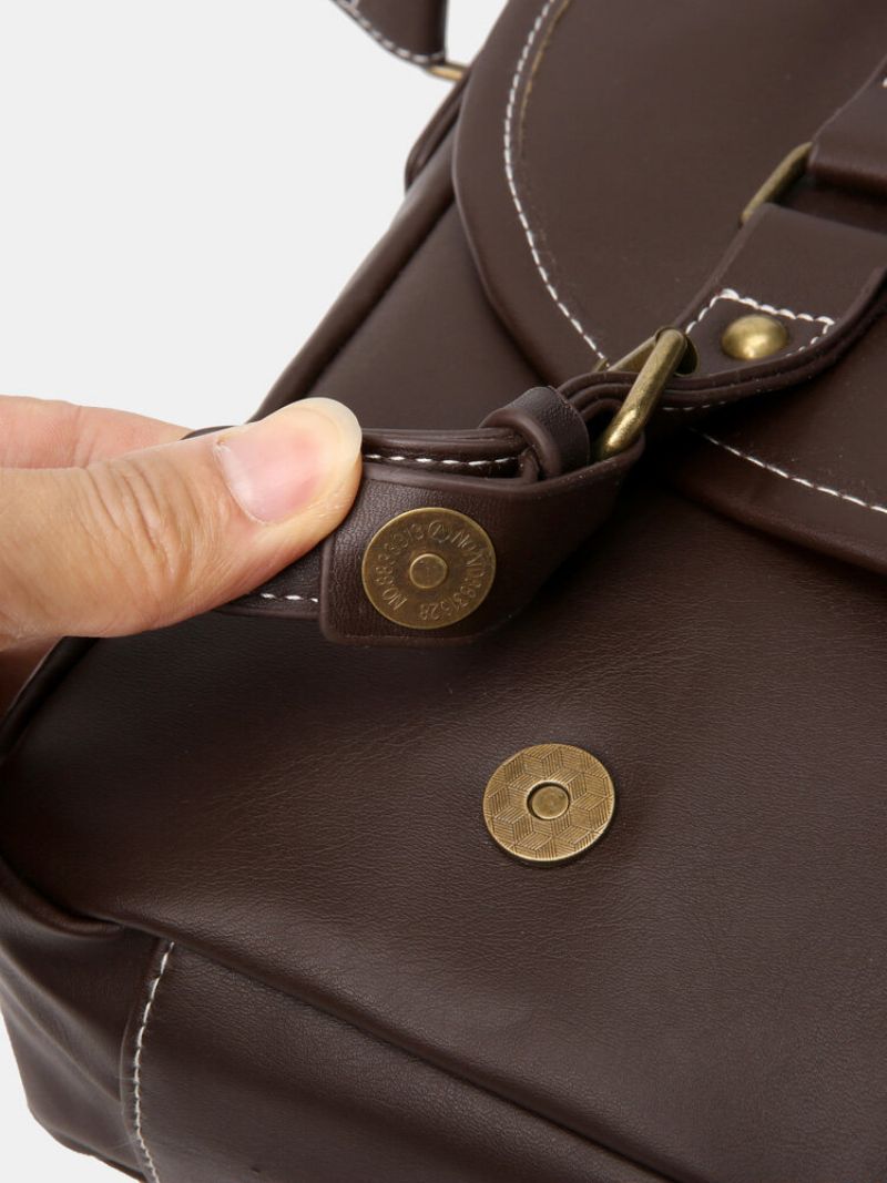 Muška Vintage Vodootporna Torba Velikog Kapaciteta Od Umjetne Kože Preko Ramena Kratka Za Nošenje Na Rame
