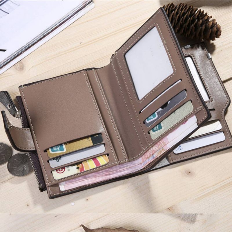 Novi Muški Novčanik Srednje Duge Pu Ležerna Retro Muška Torbica S Platnenom Površinom Clutch