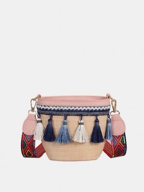 Straw Tassel Bucket Bag Torba Na Rame Za Žene