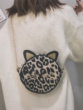 Ženska Plišana Okrugla Torba S Leopard Printom Na Rame