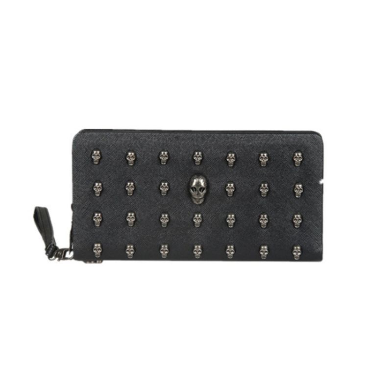 Ženska Torbica Vintage Punk Torba S Lubanjom Ženski Novčanici Od Pu Kože Duga Putna Clutch