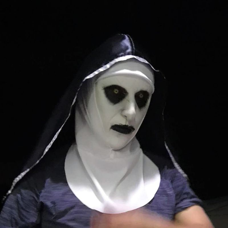 2023 Maska Redovnice Halloween Ghost Festival Film Šokirana Ženska Pokrivala Za Glavu S Licem Duhova