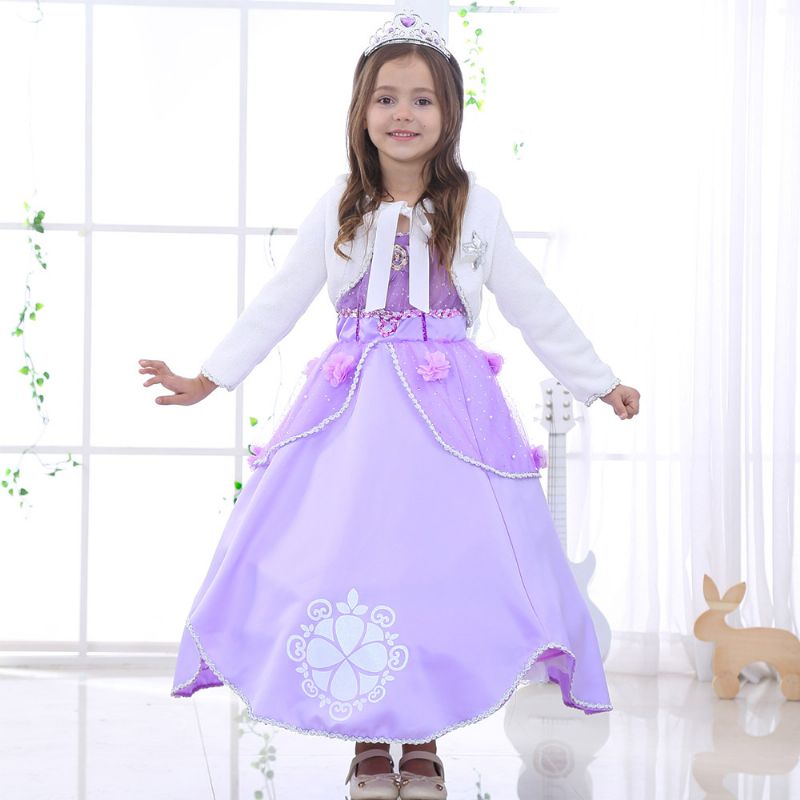 Djevojčice Sofia Fancy Dress Cosplay Kostim Princeze Sophie Dječje Balske Haljine S Puf Rukavima Za Zabavu Za Noć Vještica
