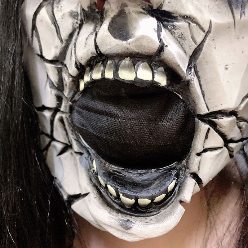 Noć Vještica Duh Maska Za Lice Horror Vrag Strašno Smiješna Maskarada Predstava Performans Lateks Crna Kosa Ispucala Duh
