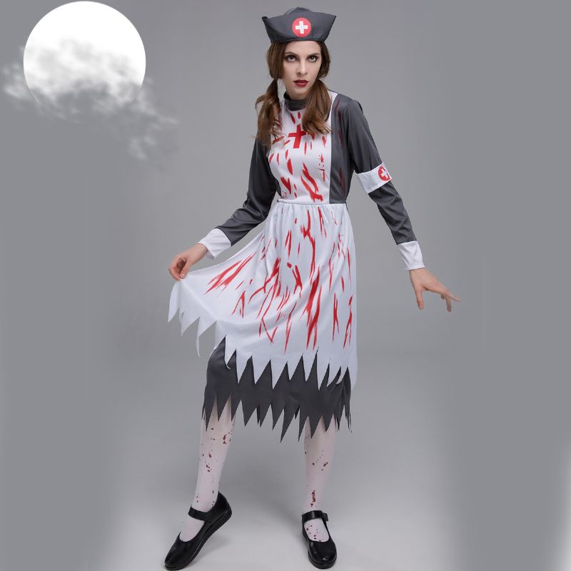 Novi Halloween Cosplay Ženska Medicinska Sestra Horor Kostim Zombija Tema Za Zabavu Krvavog Vraga