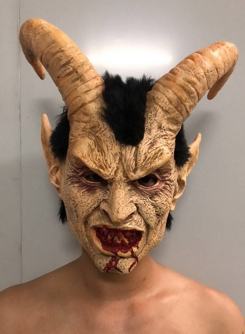Zastrašujuća Maska Demon Vrag Luciferov Rog Halloween Cosplay Festival Party Rekviziti