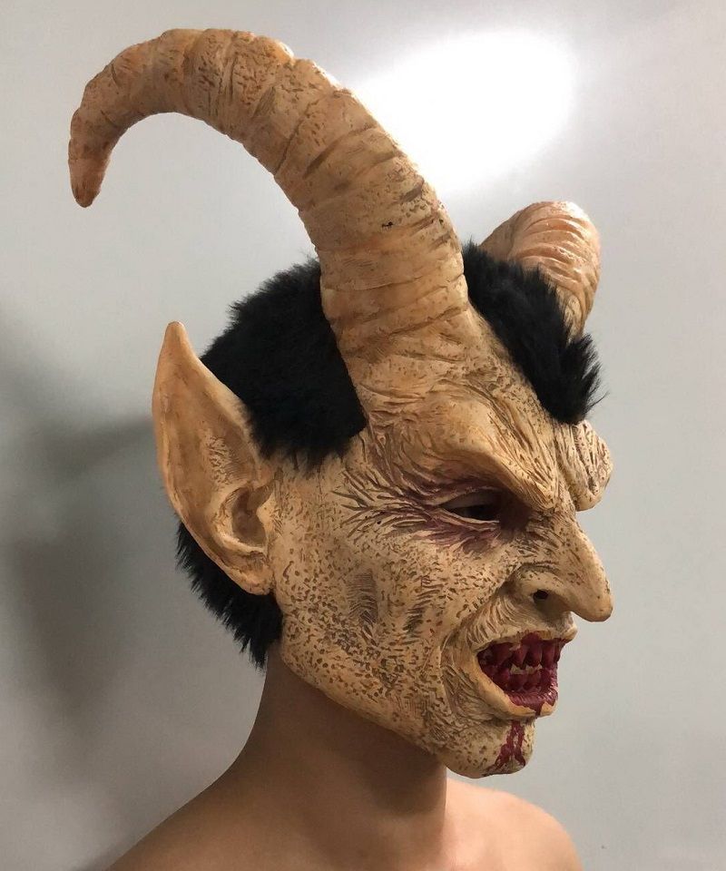 Zastrašujuća Maska Demon Vrag Luciferov Rog Halloween Cosplay Festival Party Rekviziti