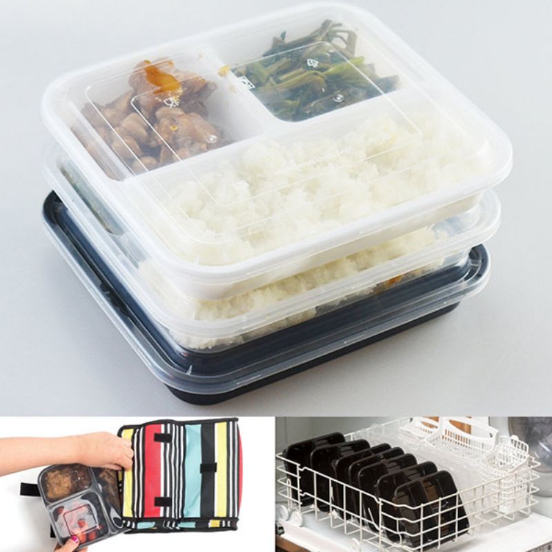 10 Jednokratnih Kutija Za Pripremu Obroka Kutije Za Ručak Bez Bpa Plastične Za S Tri Rešetke