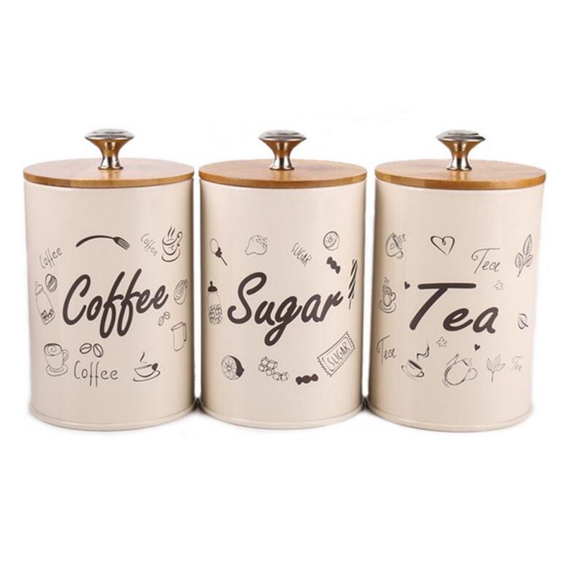 3 Kom/set Vintage Čaj Kava Šećer Kuhinjski Kanistri Za Pohranu Staklenke Lonci Posude Limenke