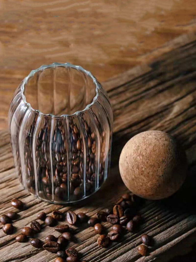 Drveni Kuglični Čep Stakleni Spremnik Za Pohranu Zrna Kave Za Čaj Za Suhog Voća