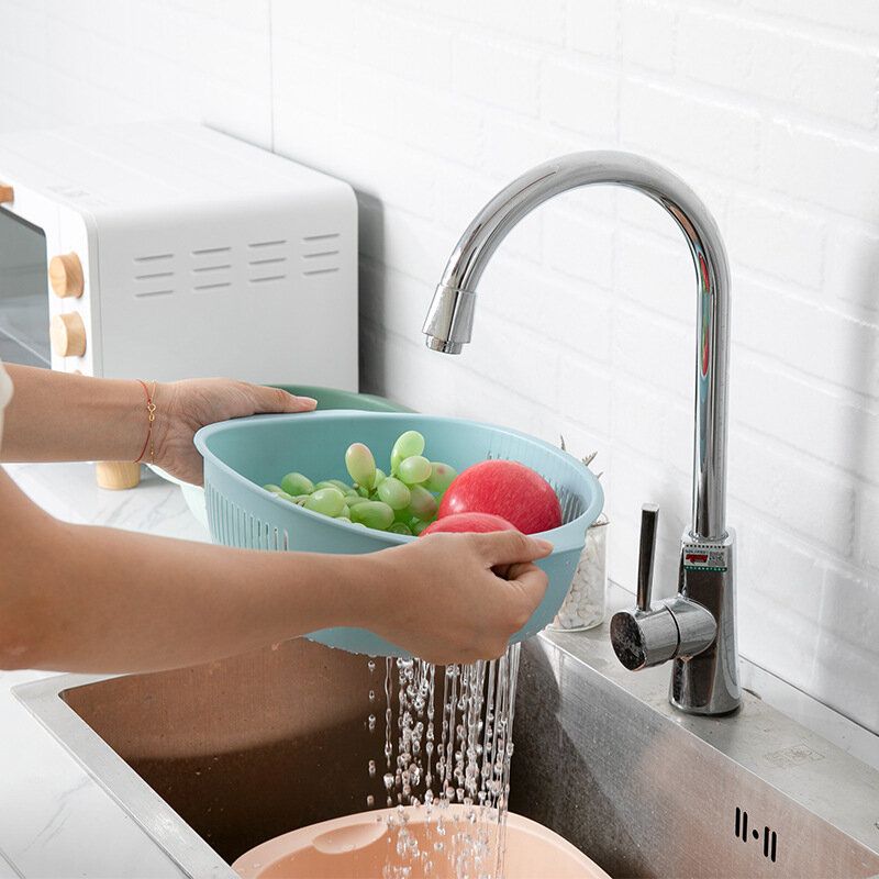 Dvoslojna Odvodna Košara Kuhinjski Umivaonik Lonci Plastična Za Voće Za Pranje Vode
