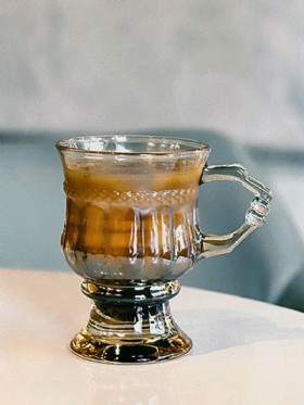 Ins Vintage Reljefna Staklena Visoka Šalica Za Kavu S Latteom