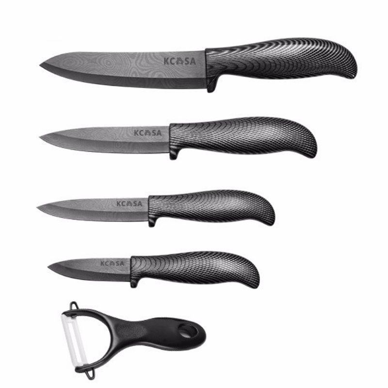 Kcasa Kf-2 Set Keramičkih Noževa S Crnom Oštricom Od 5 Komada Višenamjenski Ergonomski Kuharski Nož Rezač Za Guljenje
