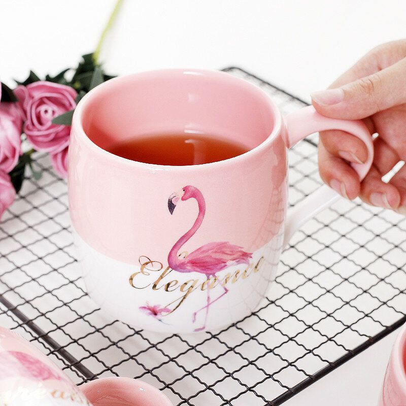 Keramička Kreativna Čaša S Flamingo Uzorkom U Nordijskom Stilu U Boji Za Vodu I Mlijeko