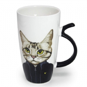 Nova Keramička Šalica Za Kavu S Ispisom Crtanih Mačaka Smiješna Porculanska Za Latte Čaj 20 Unca