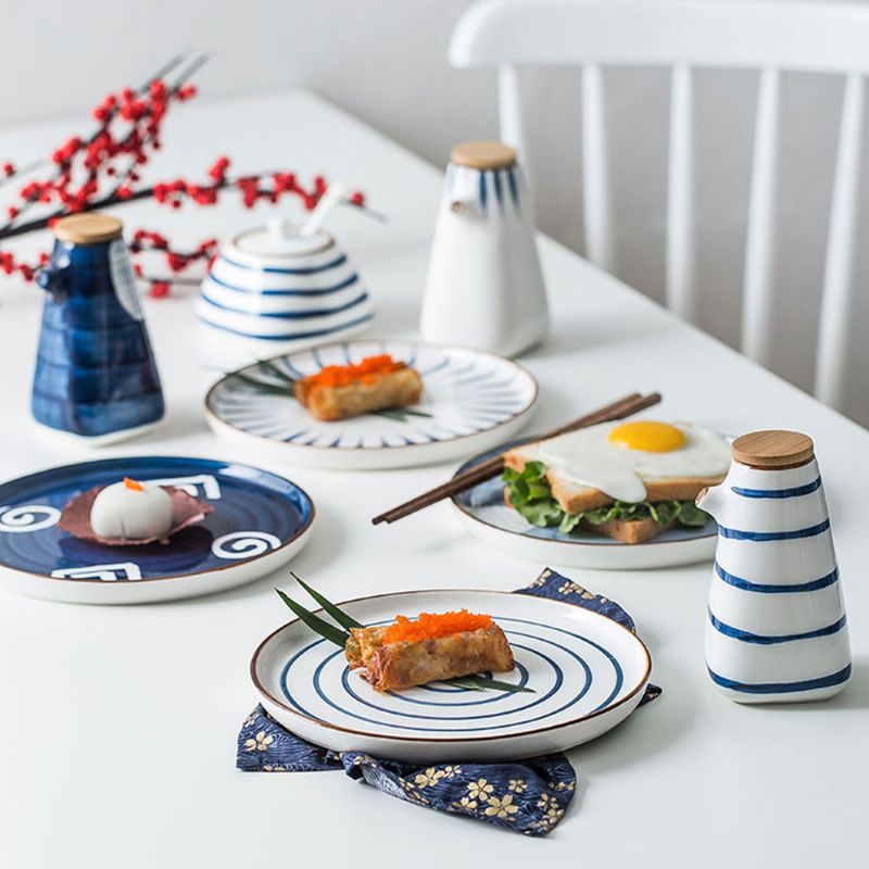 Okrugli Keramički Tanjuri U Japanskom Stilu Za Kućnu Upotrebu Za Večeru Zapadnjačke Hrane