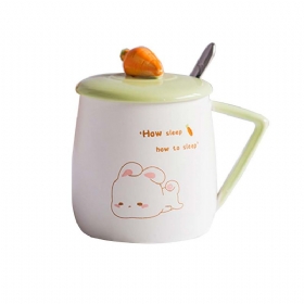 Slatka Šalica Za Kavu U Obliku Zeca Korejska Verzija S Poklopcem Za Lopaticu Keramička Kreativnog Trenda