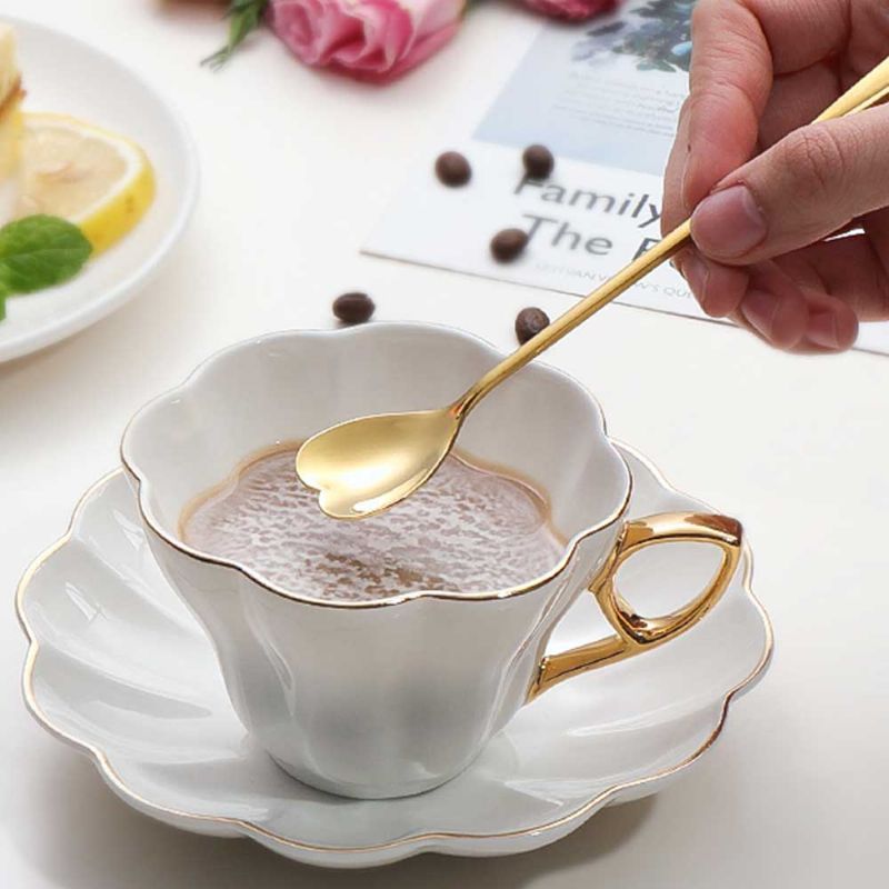 Žlica S Dugom Drškom Od Nehrđajućeg Čelika Za Kavu S Ručkom U Obliku Srca Japanskog Trešnjinog Cvijeta Za Miješanje Za Sladoled