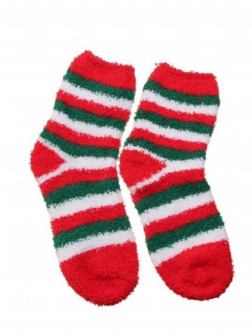 Čarape Sa Slatkim Božićnim Crtanim Uzorkom Od Koraljnog Flisa Zadebljane Termo Duge S Mašnom