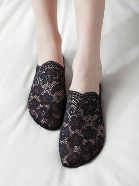 Jassy 5 Pari Ženskih Pamučnih Čipkanih Jednobojnih Nevidljivih Neklizajućih Silikonskih Plitkih Čarapa