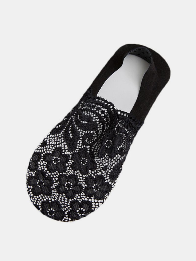 Jassy 5 Pari Ženskih Pamučnih Čipkanih Jednobojnih Nevidljivih Neklizajućih Silikonskih Plitkih Čarapa