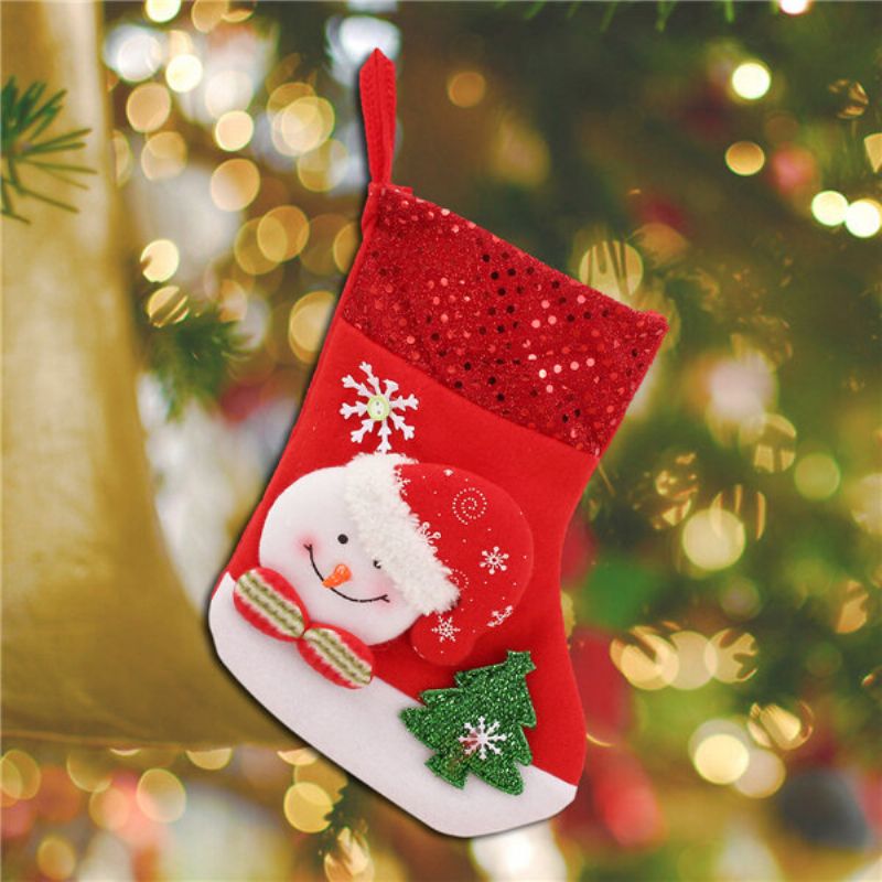 Novogodišnja Vintage Božićna Čarapa Vreća Za Snjegovića Poklon Ukrasne Čarape Za Božićno Drvce