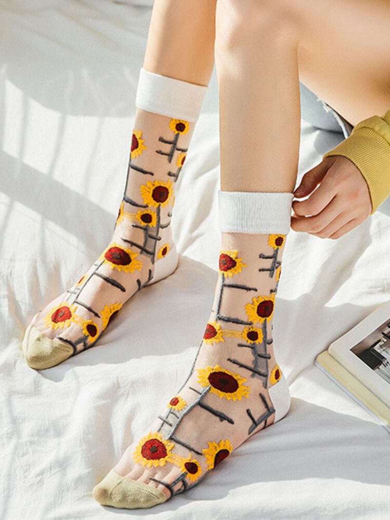Ženske Suncokrete Vines Modni Novitet Harajuku Crystal Silk Tide Tube Čarape