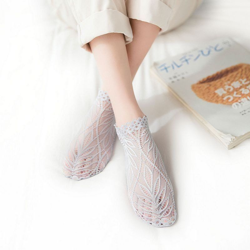 Ženske Tanke Prozračne Duboke Neklizajuće Nevidljive Čipkaste Čarape Vogue Ležerne Mekane Za Gležnjeve