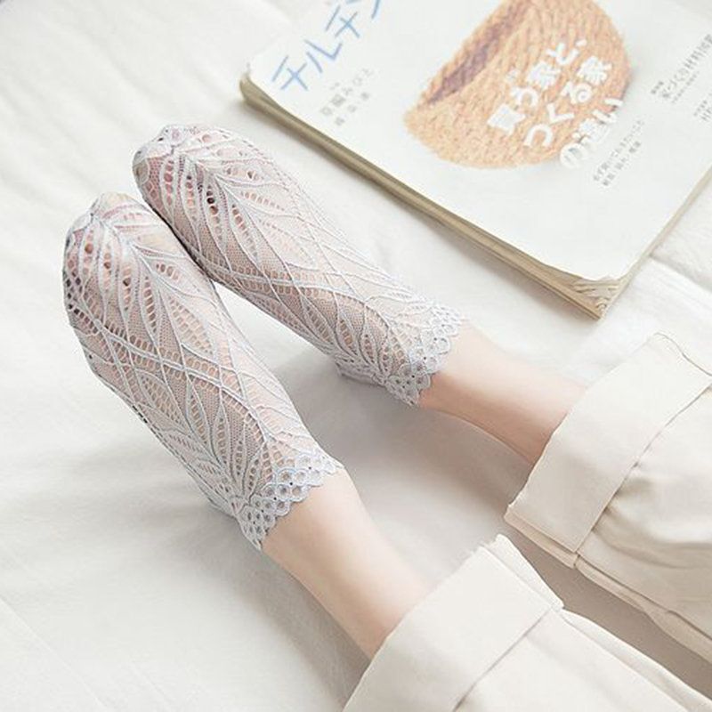 Ženske Tanke Prozračne Duboke Neklizajuće Nevidljive Čipkaste Čarape Vogue Ležerne Mekane Za Gležnjeve