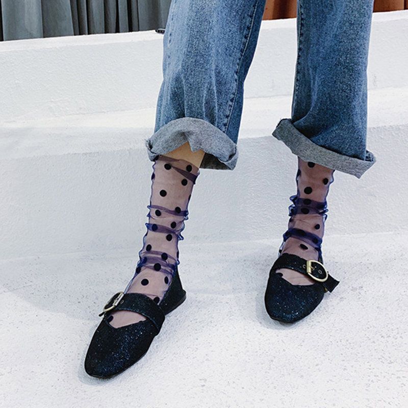 Ženske Vogue Wild Summer Tanke Točkaste Srednje Tube Čarape