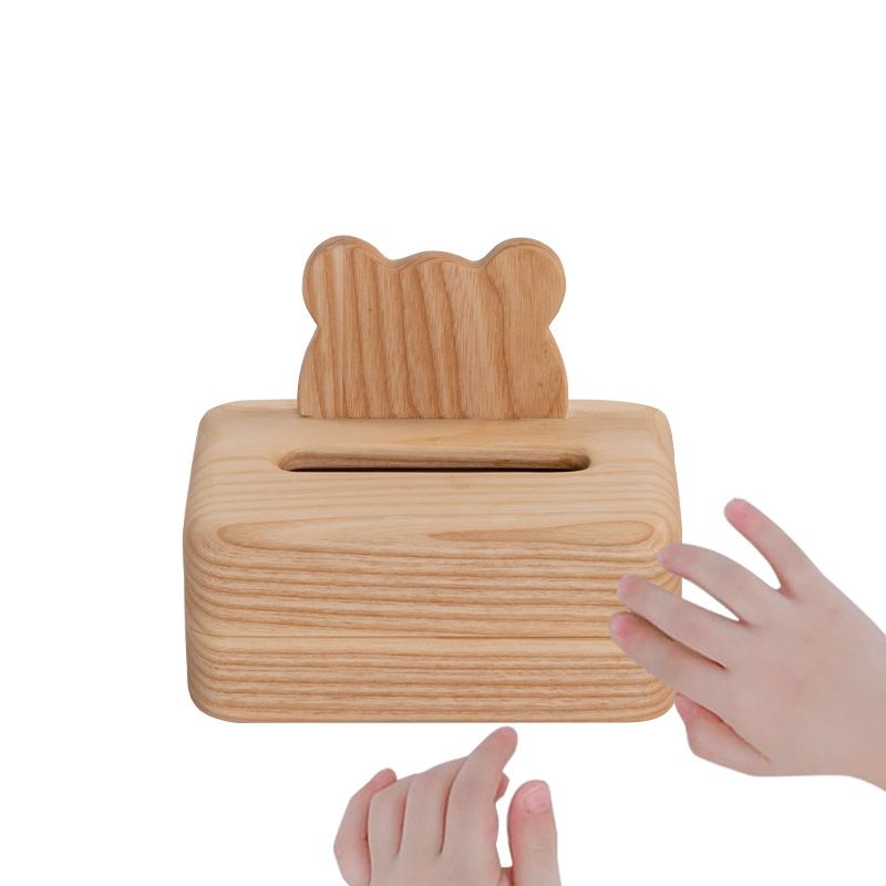 Kreativna Kutija Za Maramice Od Bijelog Voska Od Cijelog Drva Kitty Pumping Box Kolekcija Bear Crown Oblik Keksa S Kreativnim Dizajnom