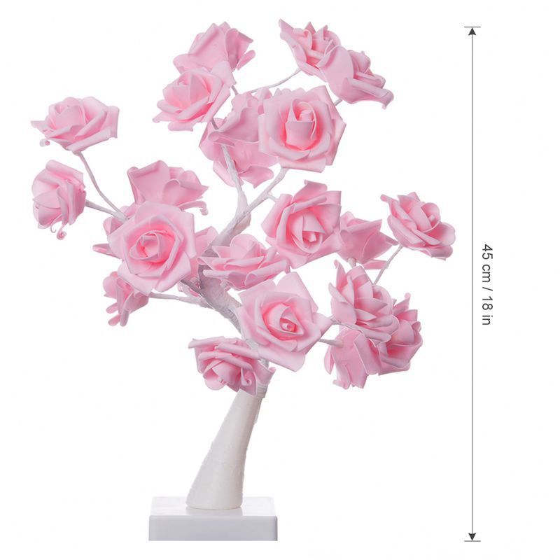 24 Svjetla Pe Pink Rose Tree Light Svjetlo Za Blagdansko Uređenje Spavaće Sobe Potrepštine Za Valentinovo Noćno