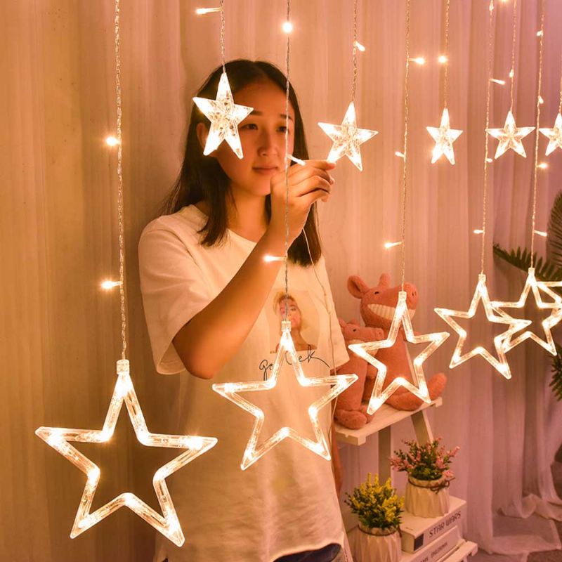 3m Twinkle Star String Lights Vodootporna Zvjezdana Svjetla Za Zavjese S Promjenom Boje Za Vjenčanje Božićni Kućni Vrt Party Festivalska Dekoracija