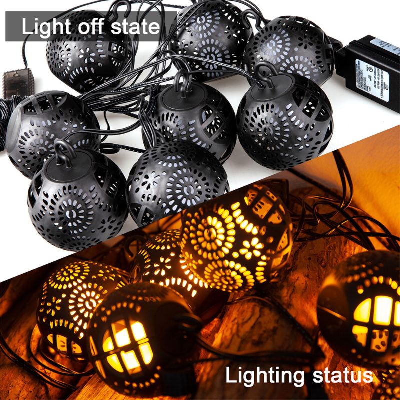 8pcs 3 Metra Led Lampa S Plamenom Od Bundeve Fancy Halloween Lights Delikatna Šuplja Svjetiljka S Sling Infracrvena Kontrola Svjetlo Od Božićni Ukras Vodootporan